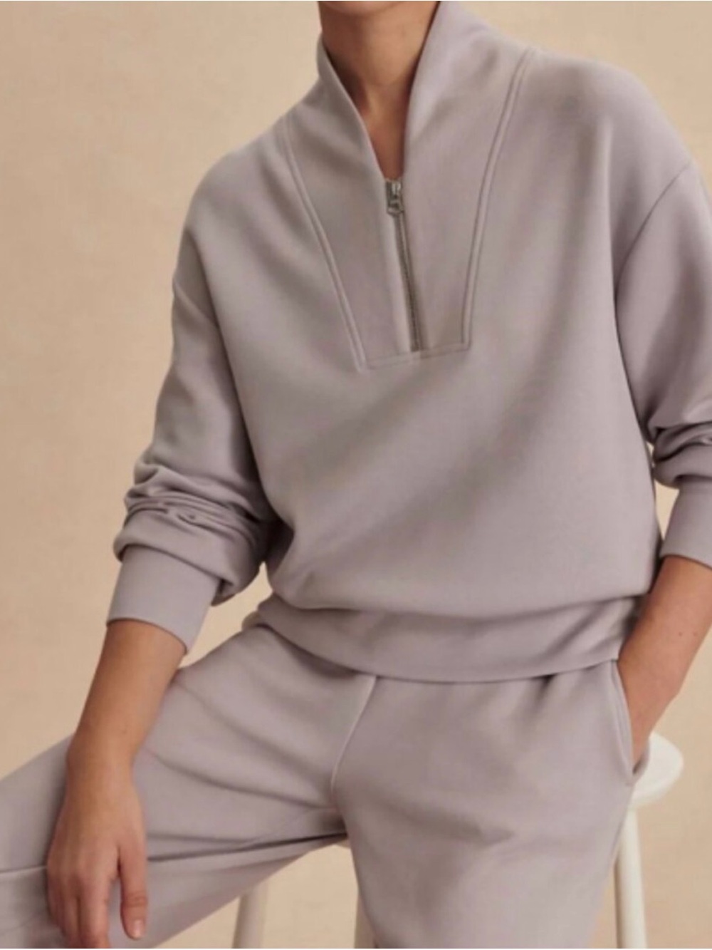 Varley Davidson Sweat Half Zip XS - S Quai Purple Lavender Mauve Doublesoft